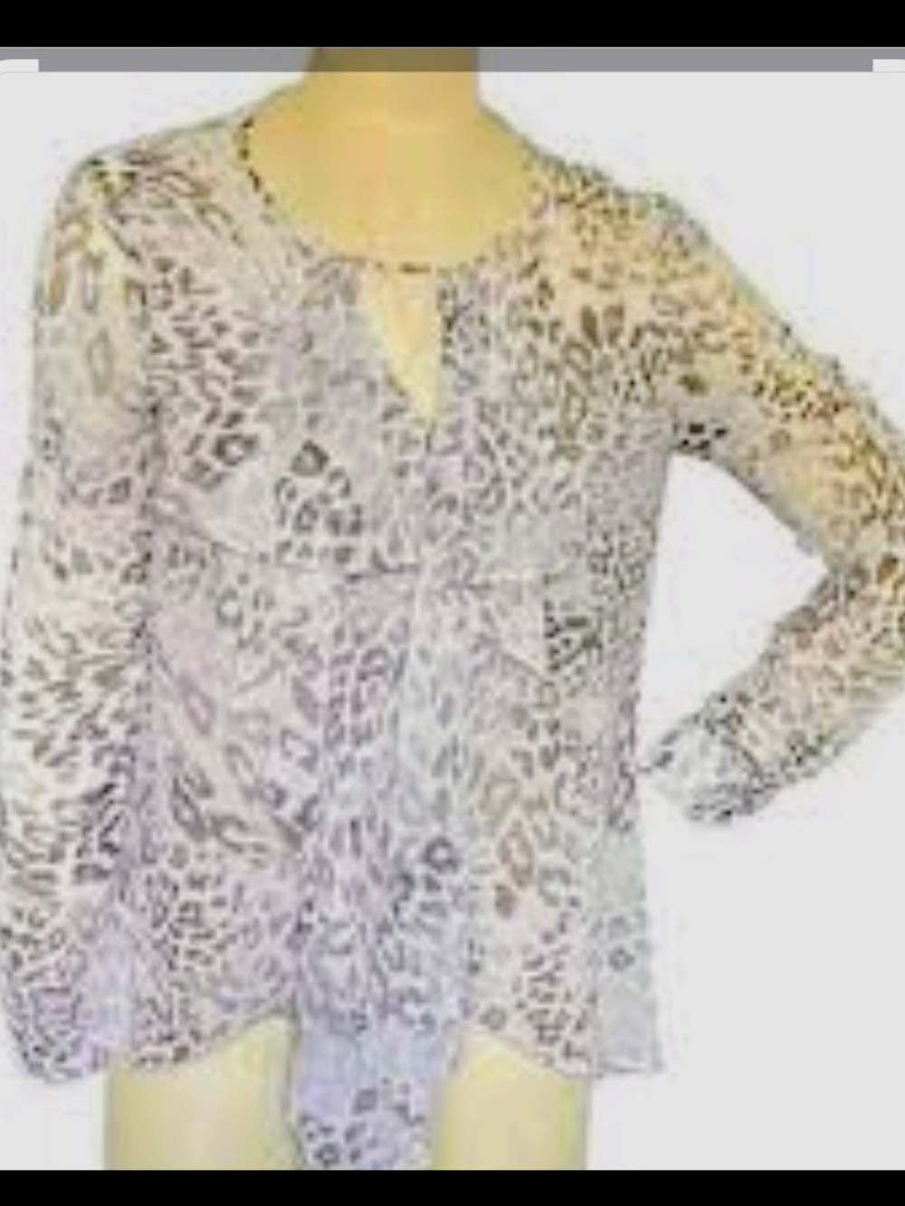 Jennifer Lopez Leopard Animal Print Ruffle-Front Blouse Size M